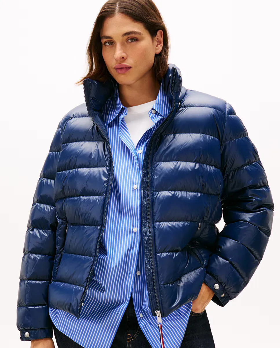 

Женский ватный жилет с высоким воротником и застежкой-молнией Tommy Hilfiger Curve, тёмно-синий
