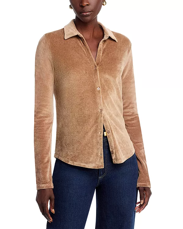 

Велюровая рубашка с длинными рукавами Majestic Filatures, коричневый