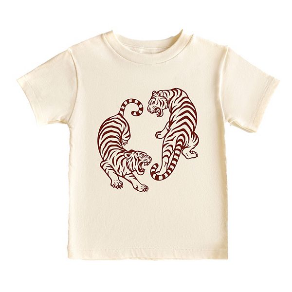 

Футболка с принтом Two Tigers для малышей The Juniper Shop, Cream