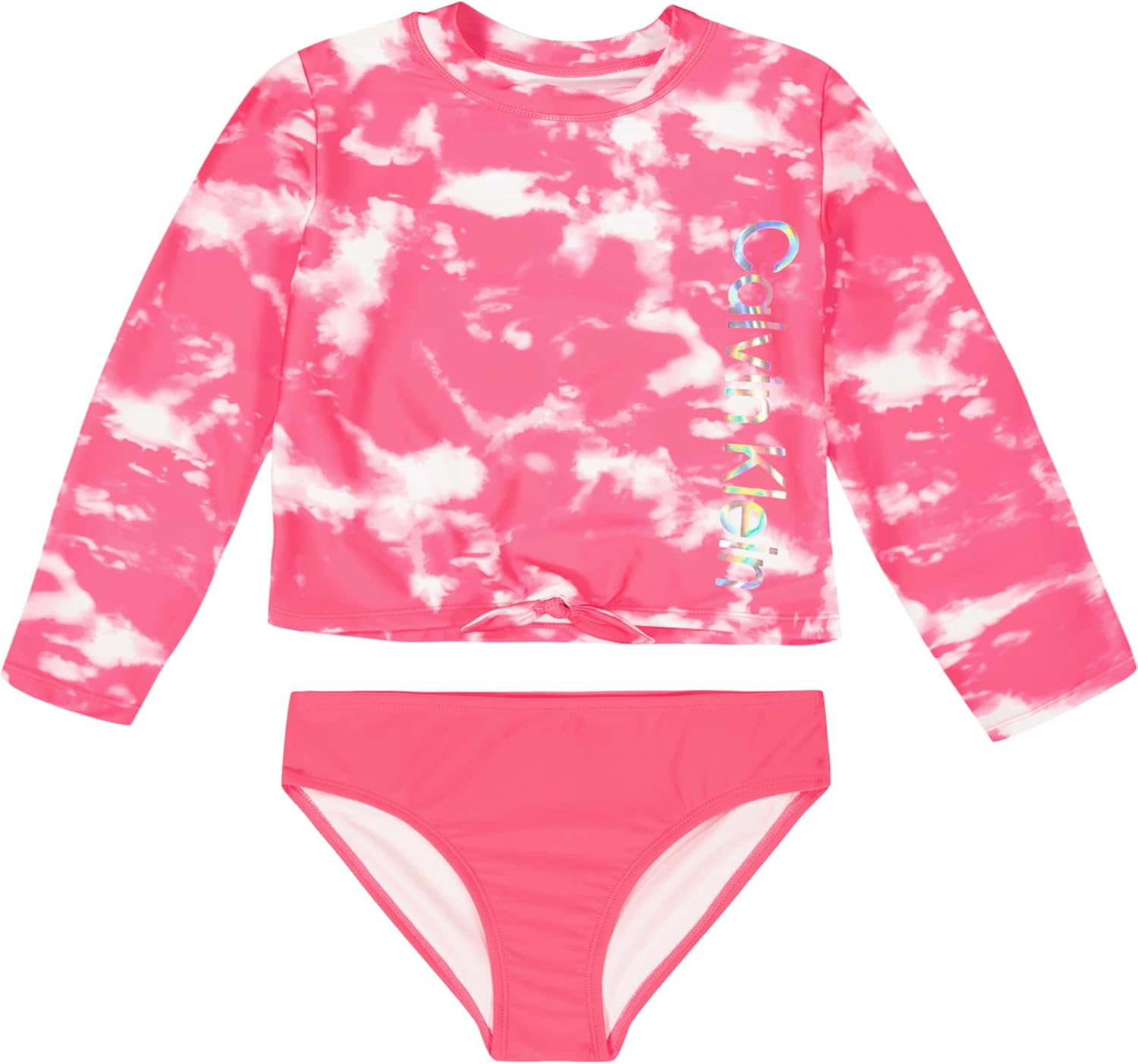 

Комплект из двух частей купальника Calvin Klein для девочек с защитой от солнца UPF 50+, Pink Glo Dye