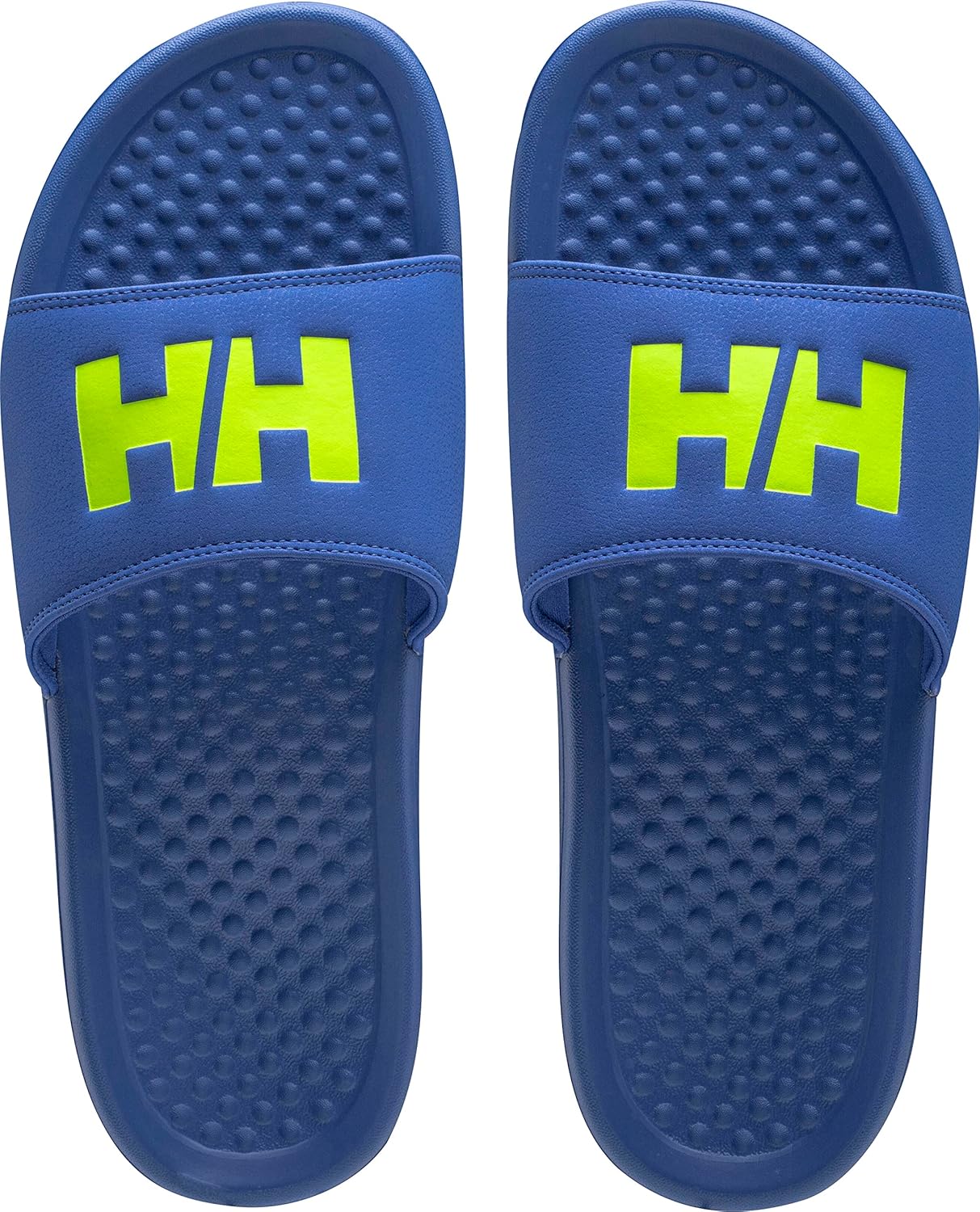 Helly-Hansen H/H Slide мужские повседневные удобные сандалии, легкий стеганый ремешок, крупный логотип, пляжная обувь для бассейна Helly Hansen, 563 Olympian Blue/Azid Lime — фото 4