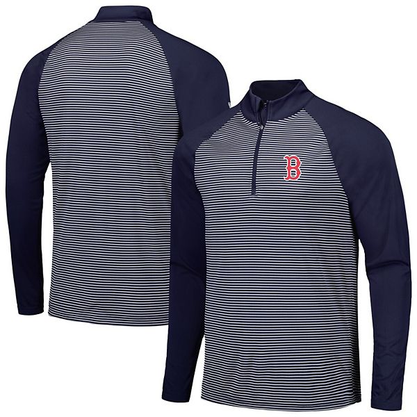 

Мужской топ Levelwear Navy Boston Red Sox Charter Striped Raglan Quarter-Zip Unbranded