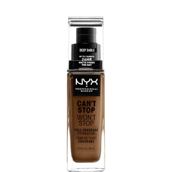 

Can’T stop не остановит 24-часовой тональный крем Nyx Professional Makeup, цвет deep sable