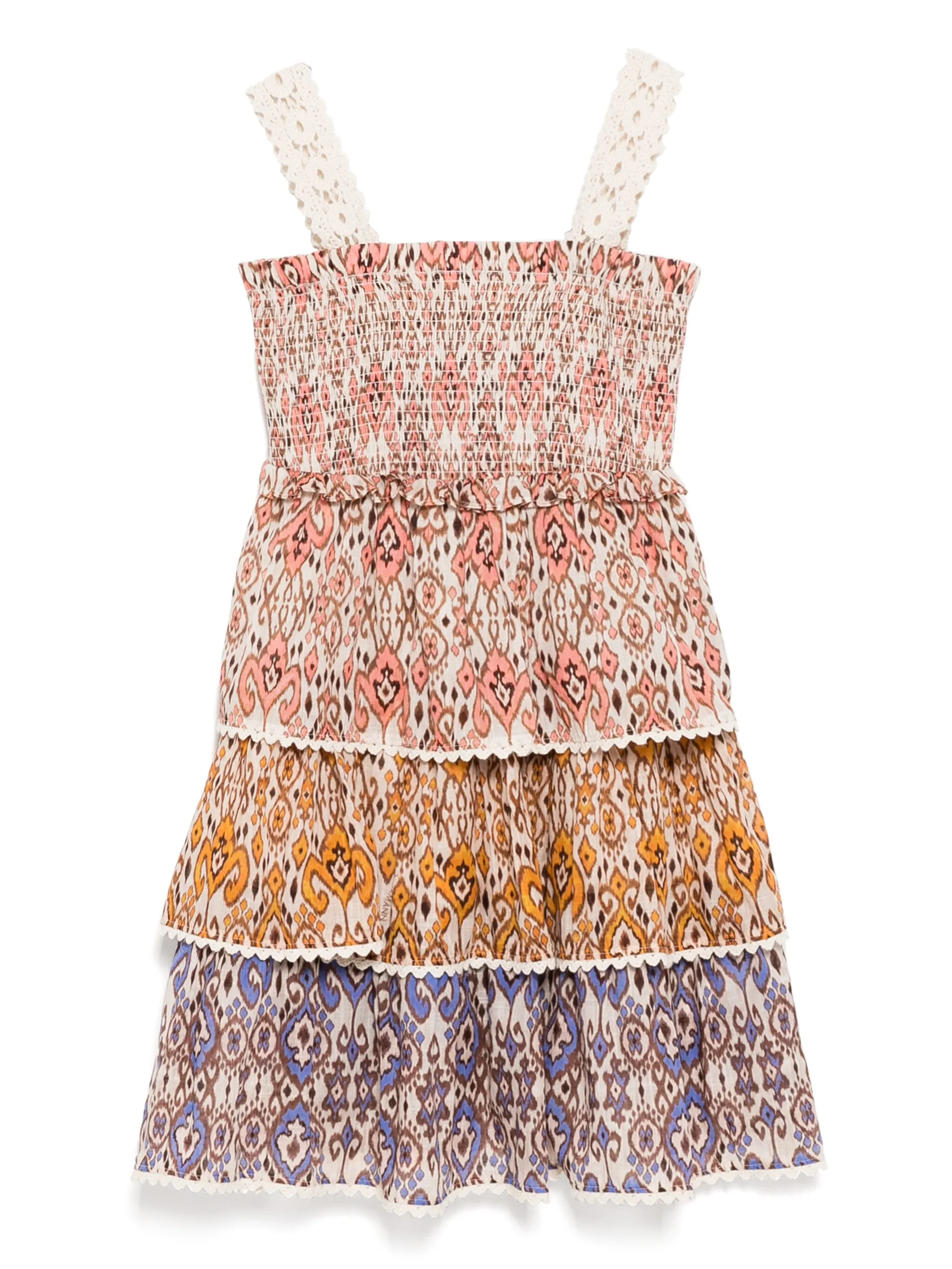 

Ярусное платье со сборками Zimmermann Kids, нейтральный