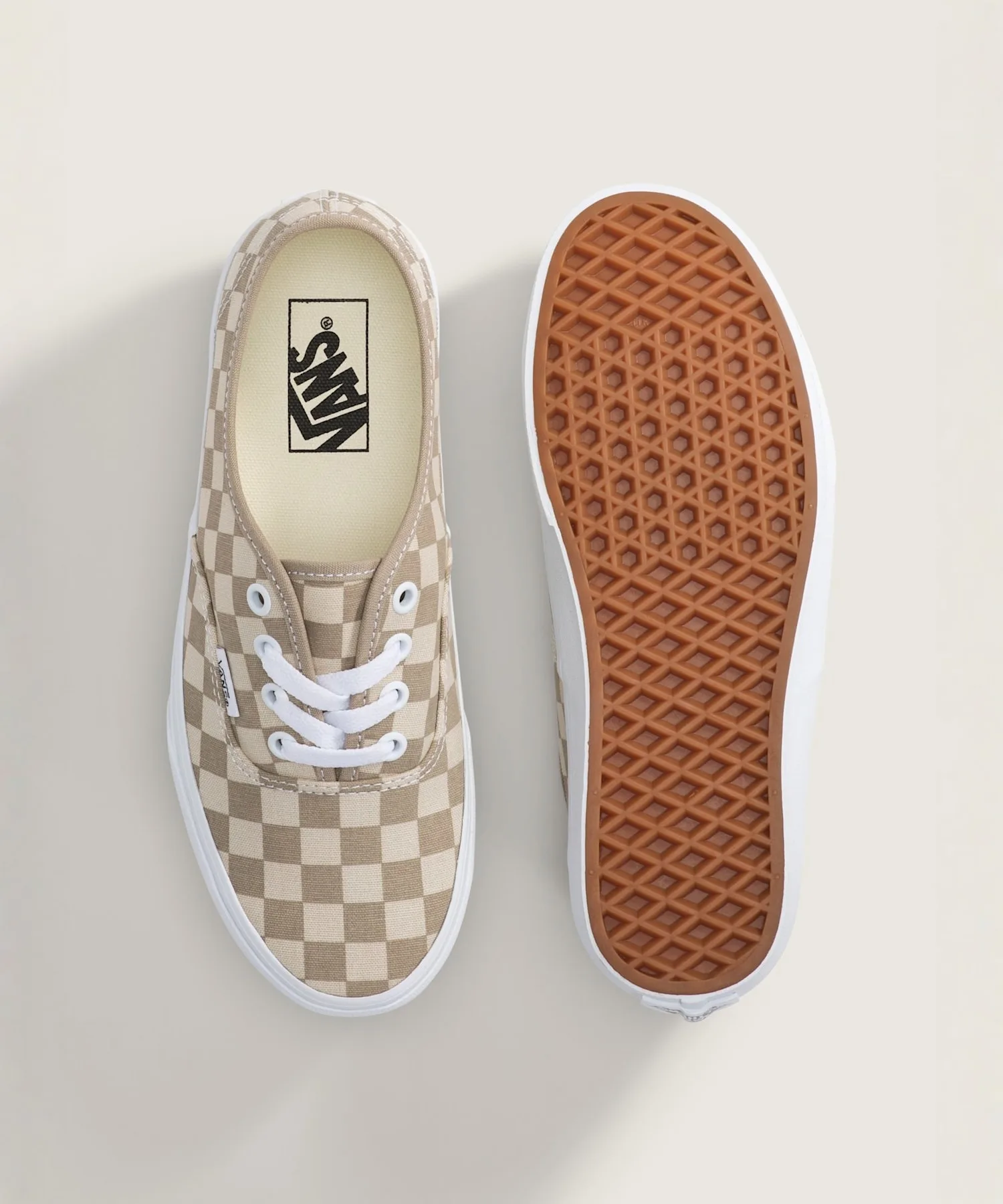 Унисекс кеды из канваса VANS Authentic CHECKERBOARD бежевые — фото 3