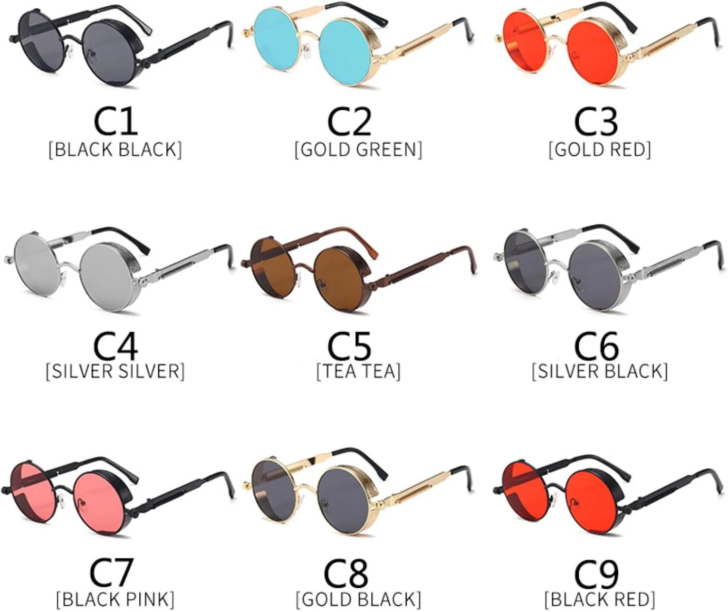 

Солнцезащитные очки с защитой от УФ-излучения UV400 | Круглые металлические | Для женщин и мужчин | Для занятий спортом на открытом воздухе и вождения DSVIGF, C18