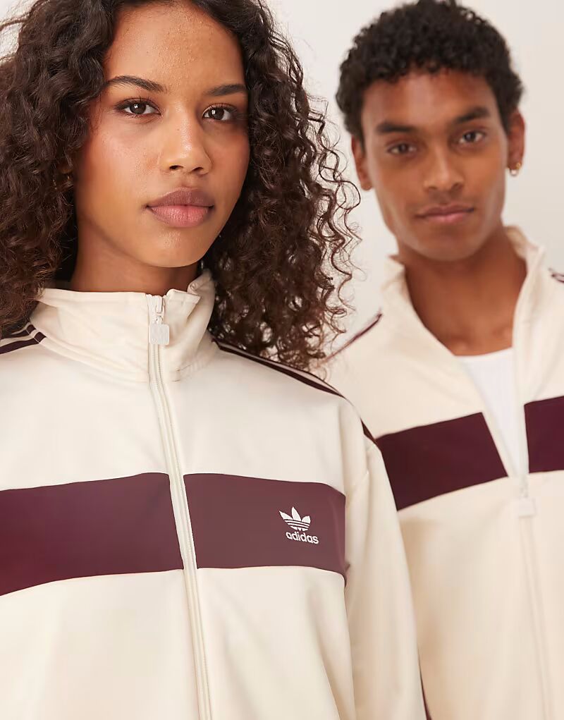 Спортивная куртка Adidas Originals в стиле ретро кремового цвета — фото 3