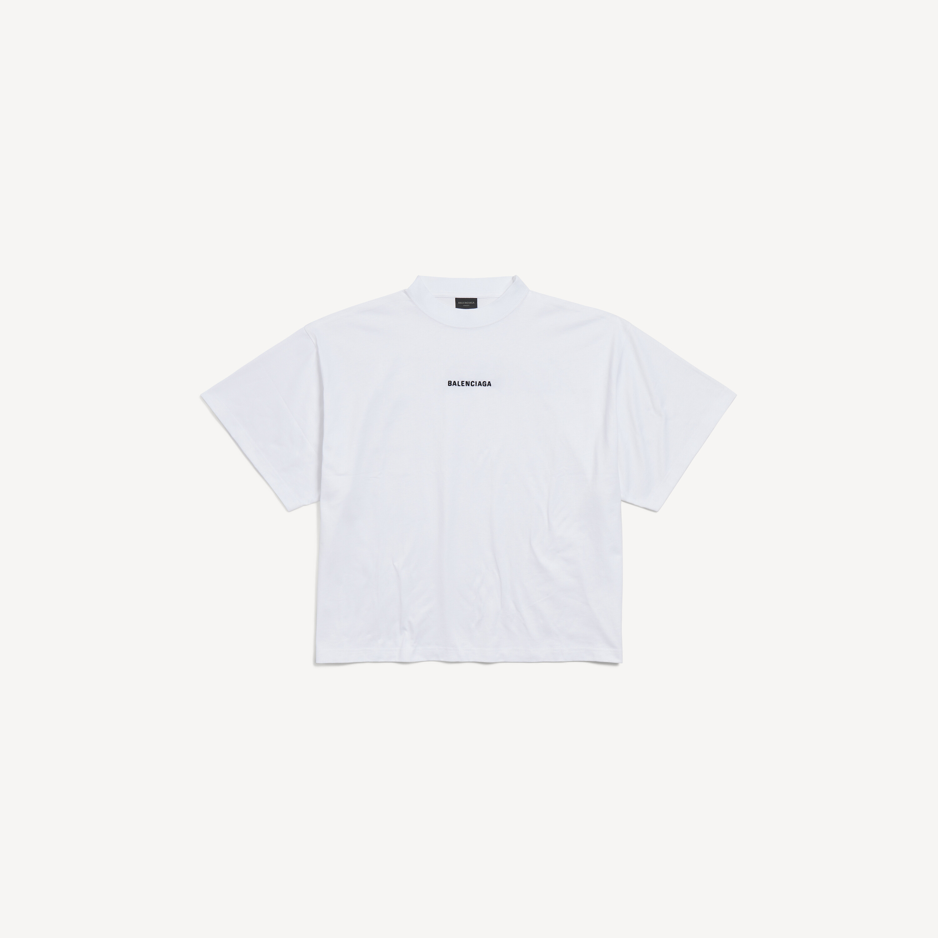 

Женская укороченная футболка Balenciaga с принтом на спине, белая/черная, серый