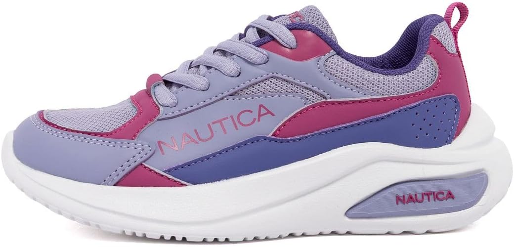 Кроссовки Nautica для девочек - спортивная обувь для бега и ходьбы с амортизирующей стелькой, легким верхом из сетки и прочной подошвой для повседневного ношения - Madax (для старших и младших детей), Periwinkle Berry — фото 2