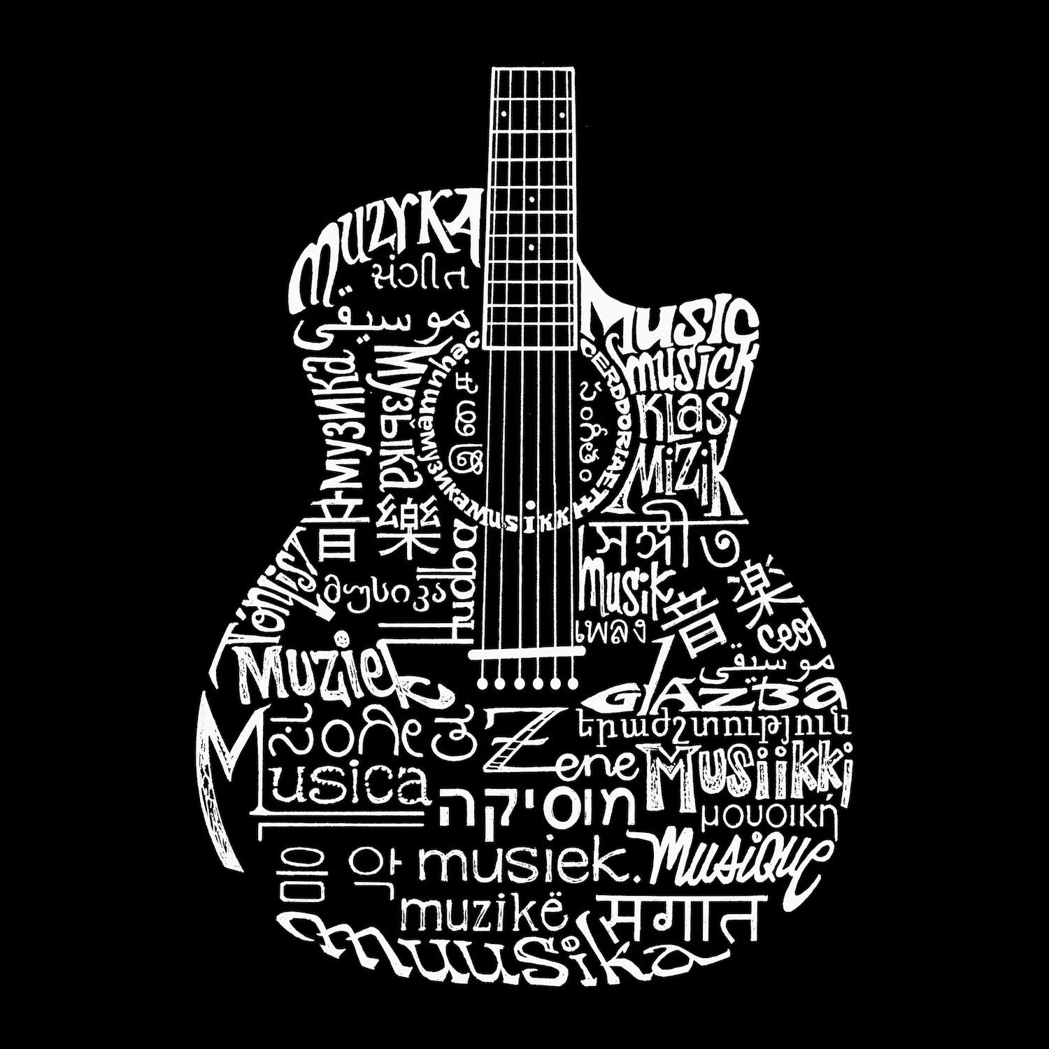 

Языки Гитара — мужская футболка премиум-класса Word Art LA Pop Art, черный