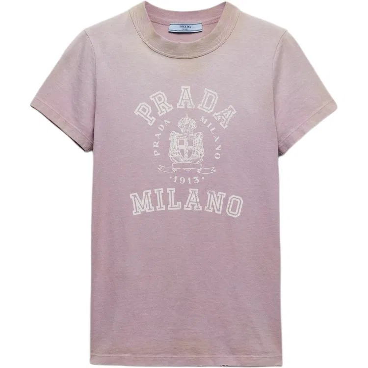 Футболка с принтом PRADA Fuchsia