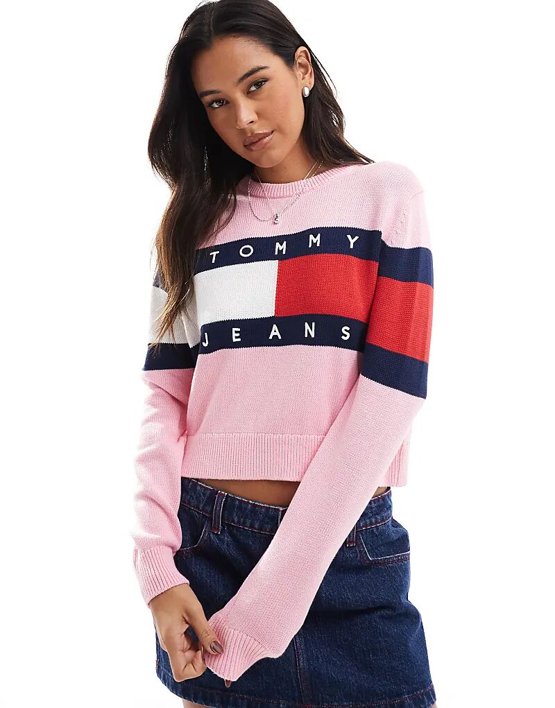 

Свободный джемпер с цветным флагом розового цвета Tommy Jeans