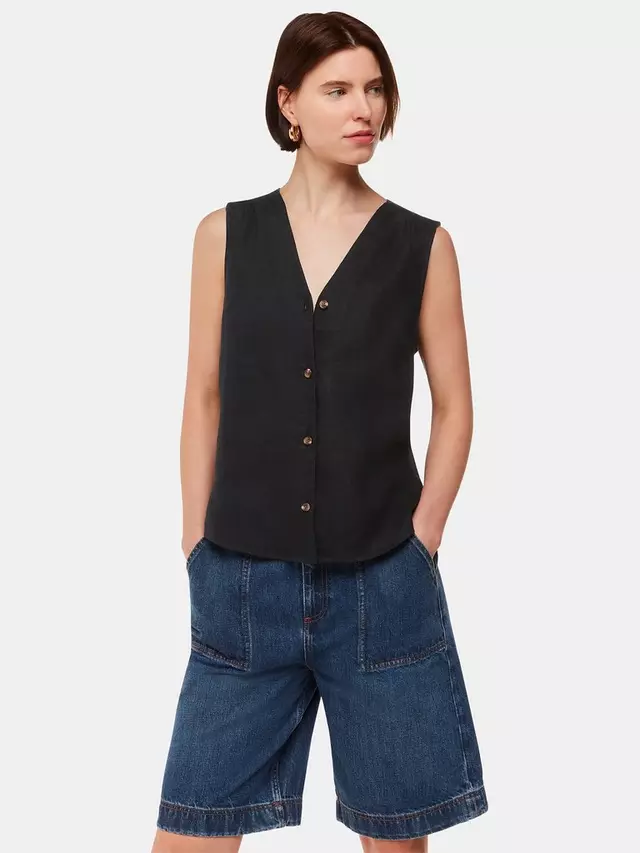 

Топ Whistles Laura Sleeveless Linen, черный