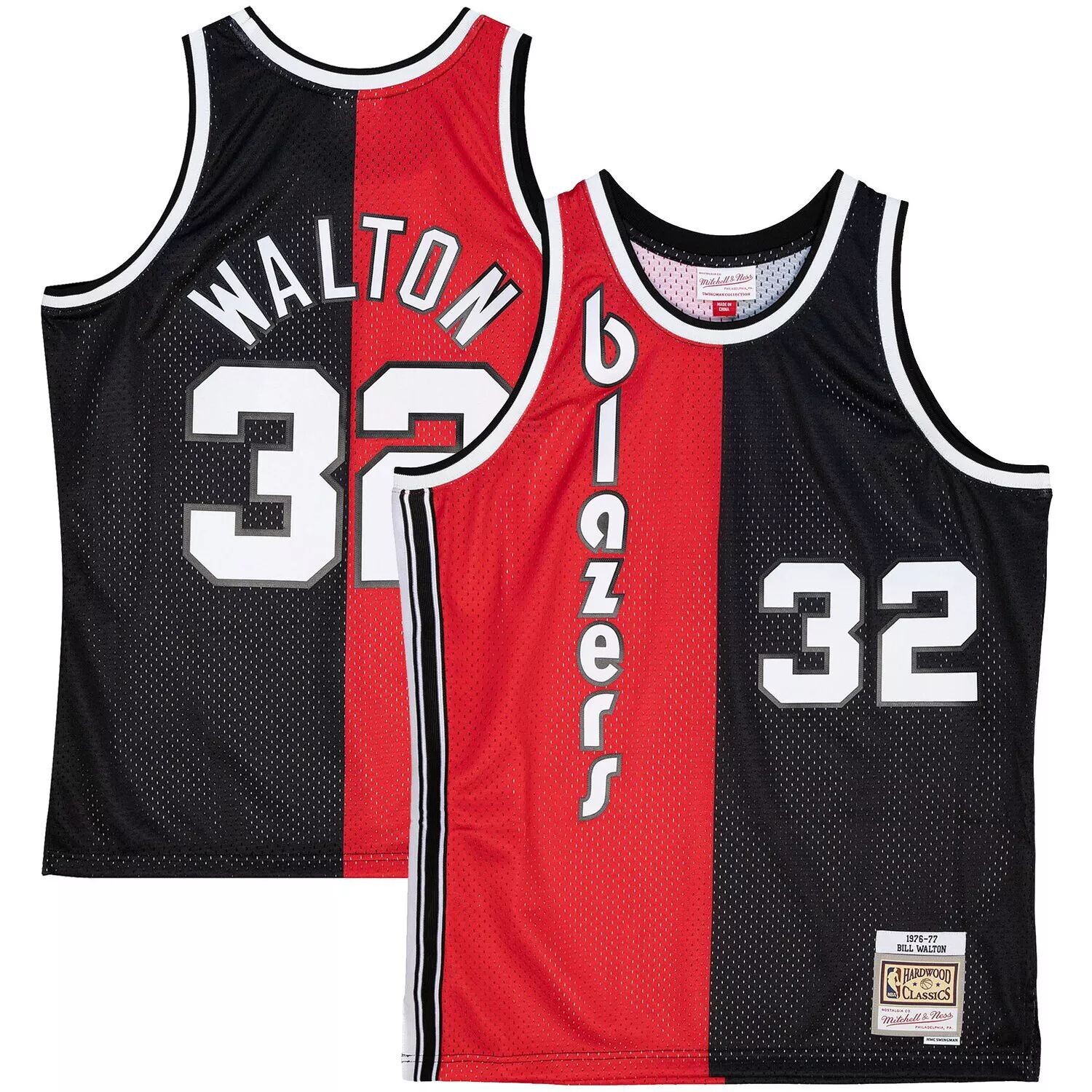 

Мужская футболка Mitchell & Ness Bill Walton красно-черная Portland Trail Blazers Hardwood Classics 1976-77 Split Swingman Jersey, Черный, Мужская футболка Mitchell & Ness Bill Walton красно-черная Portland Trail Blazers Hardwood Classics 1976-77 Split Sw