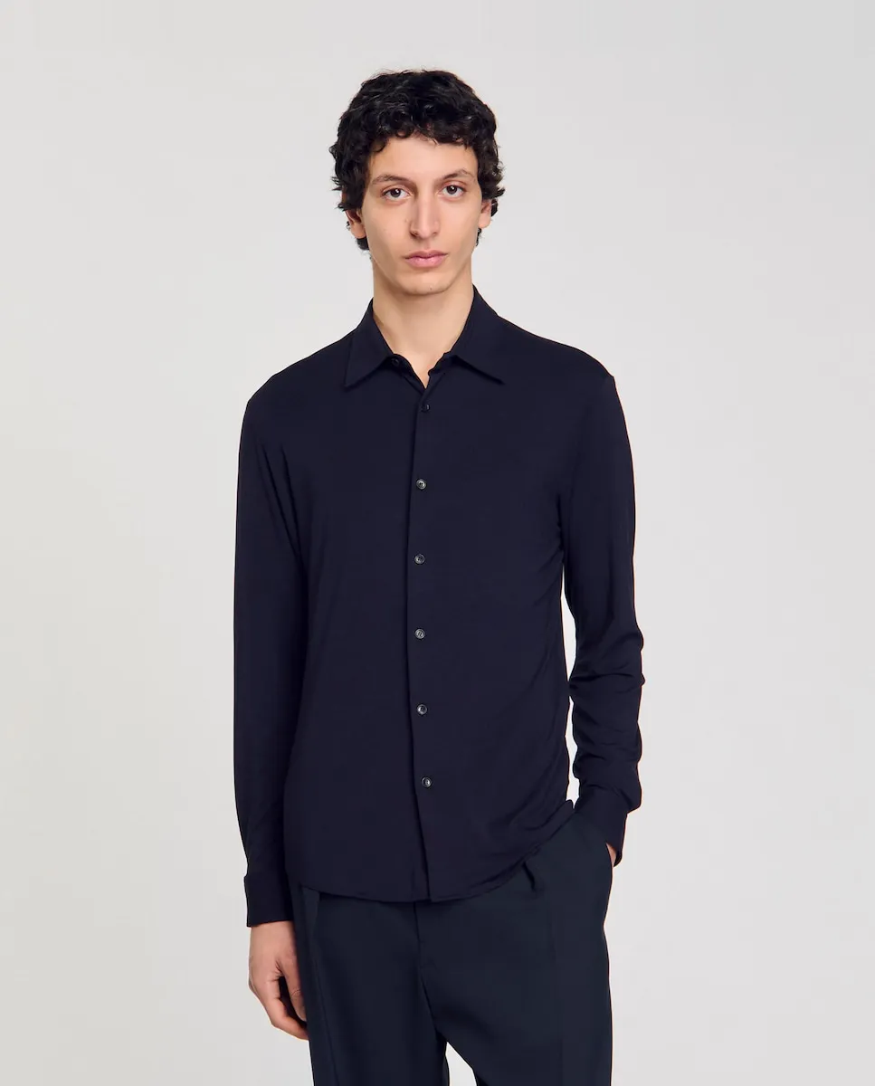 

Мужская вязаная рубашка Sandro, темно-синий