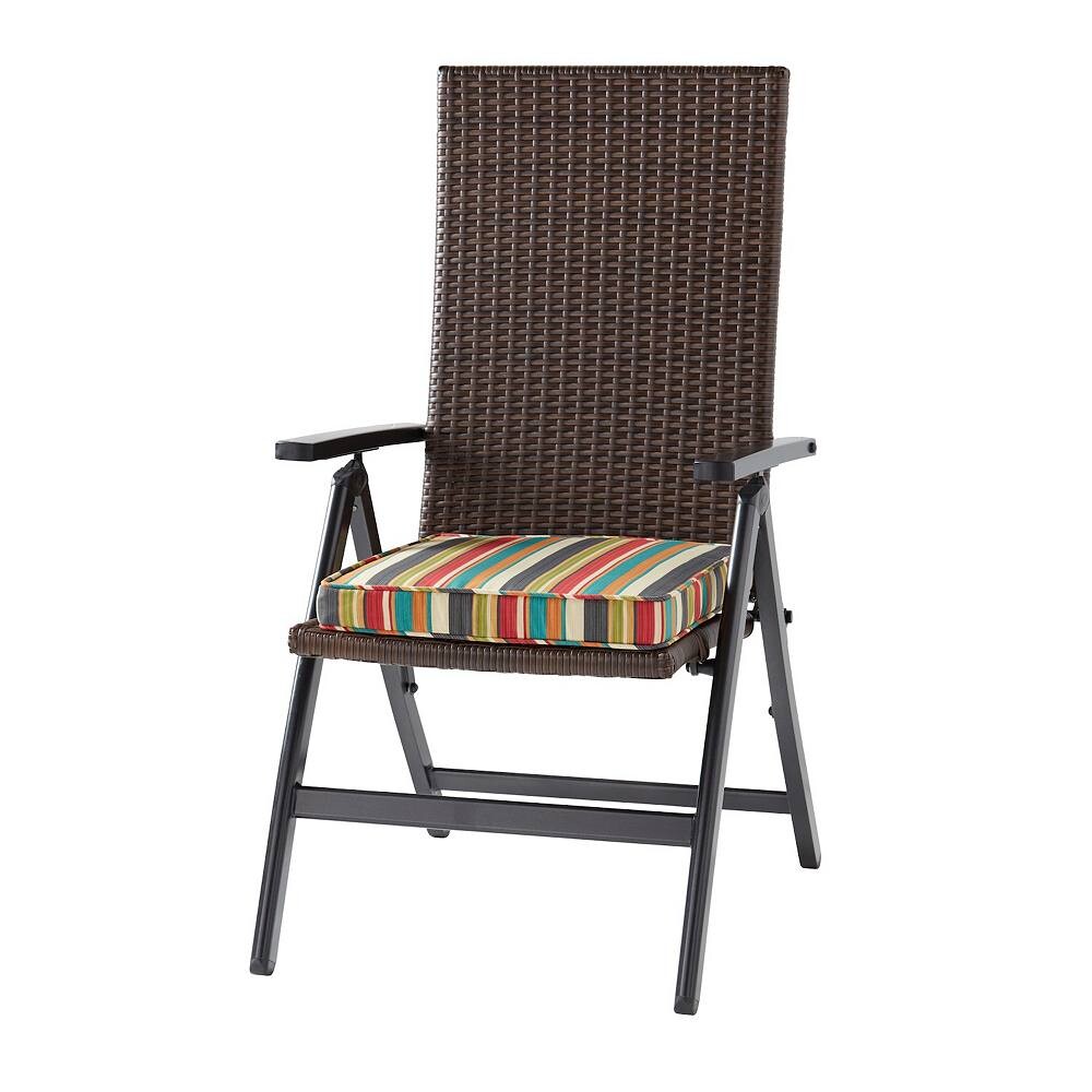 

Greendale Home Fashions PE Плетеное кресло с откидной спинкой и подушкой для улицы, цвет Sunset Stripe