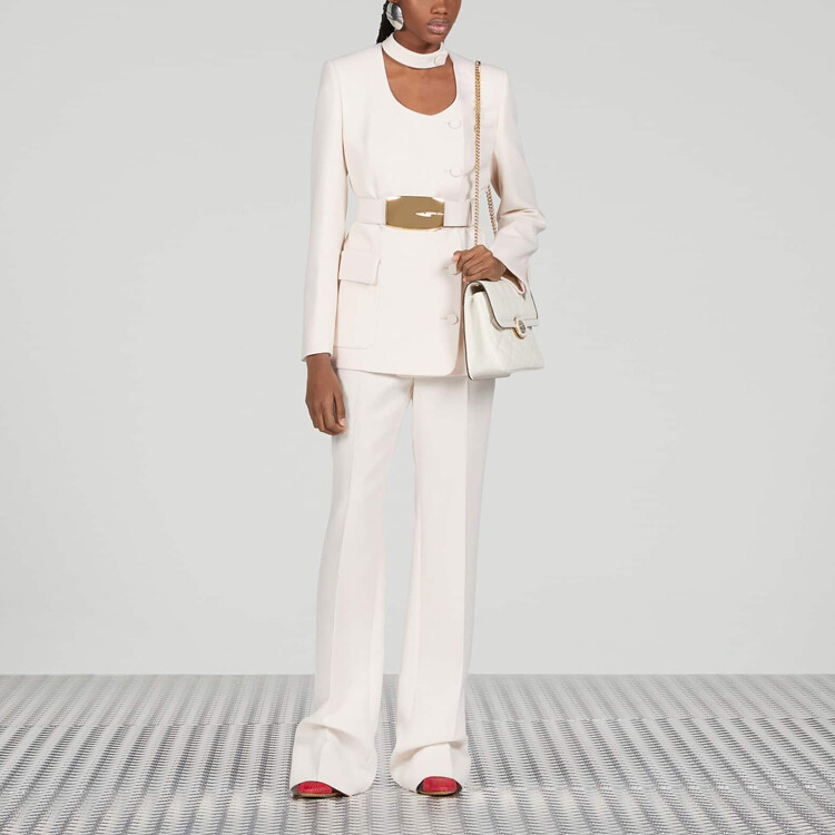 Повседневные брюки женские цвета слоновой кости Gucci — фото 2