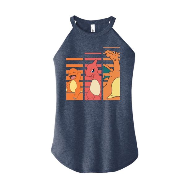 

Майка с высоким воротом и принтом «Эволюция покемона Чармандера» для юниоров Licensed Character, синий