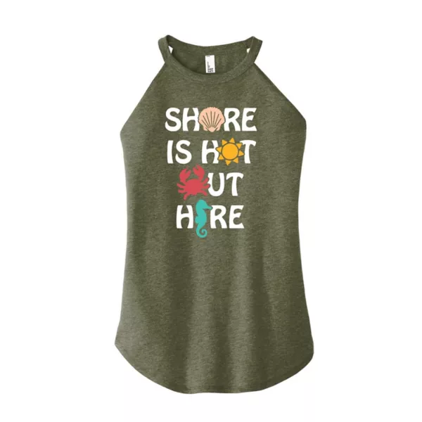 

Детский топ с высоким воротом Shore Is Hot Out Here Unbranded, цвет heather military green