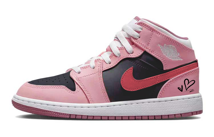 

Кроссовки Air Jordan 1 Vintage Basketball Shoes Women's Mid-top Black/pink, розовый