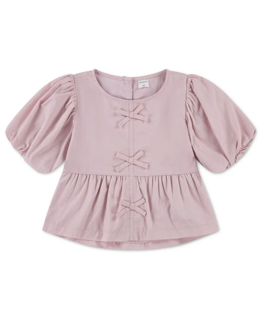 Детская блузка для девочек 2T-5T с бантом и пышными рукавами Abercrombie Kids, розовый