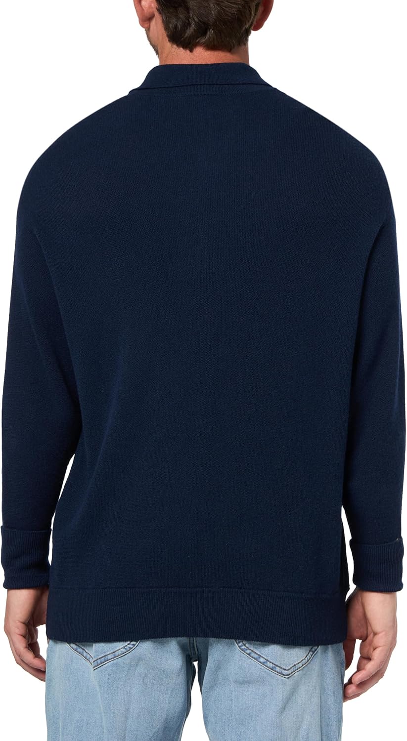 Поло-свитер Lacoste, мужской, из чесаной шерсти, свободный крой, темно-синий — фото 2