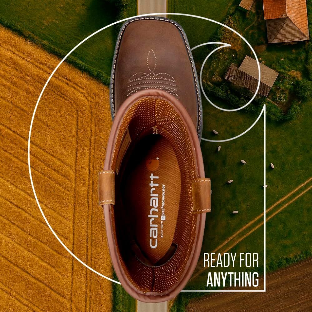 Мужские ботинки Carhartt Montana с квадратным носком Wellington 11 водонепроницаемые на шнуровке, коричневый — фото 2