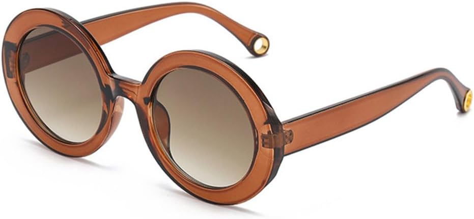 

Модные круглые солнцезащитные очки 2027 года для женщин, винтажные очки с градиентным переходом цвета, панк-очки для мужчин, солнцезащитные очки UV400 MTZJH, Brown Tea Gradient