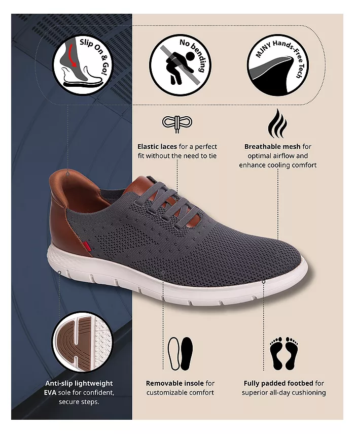 Мужские оксфорды Victory Street с технологией Hands-Free Slip On, легкие, из сетчатого материала Marc Joseph New York, серый — фото 2