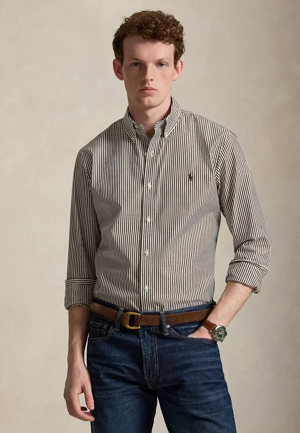 Спортивная рубашка с длинным рукавом Polo Ralph Lauren, мускатный коричневый/белый