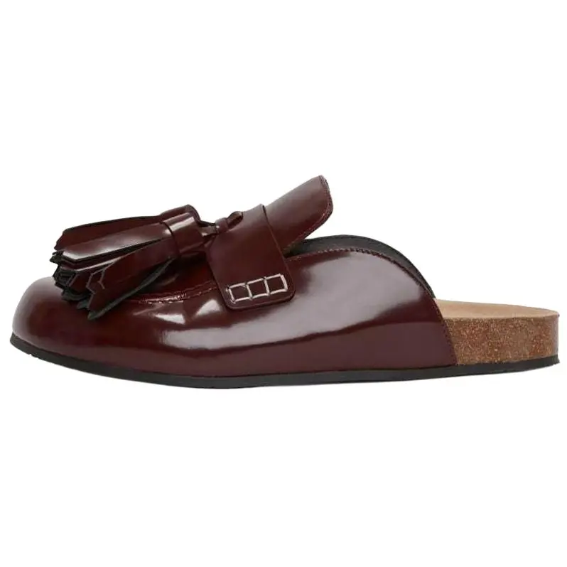 Женские кожаные мюли с кисточками JW Anderson, Burgundy