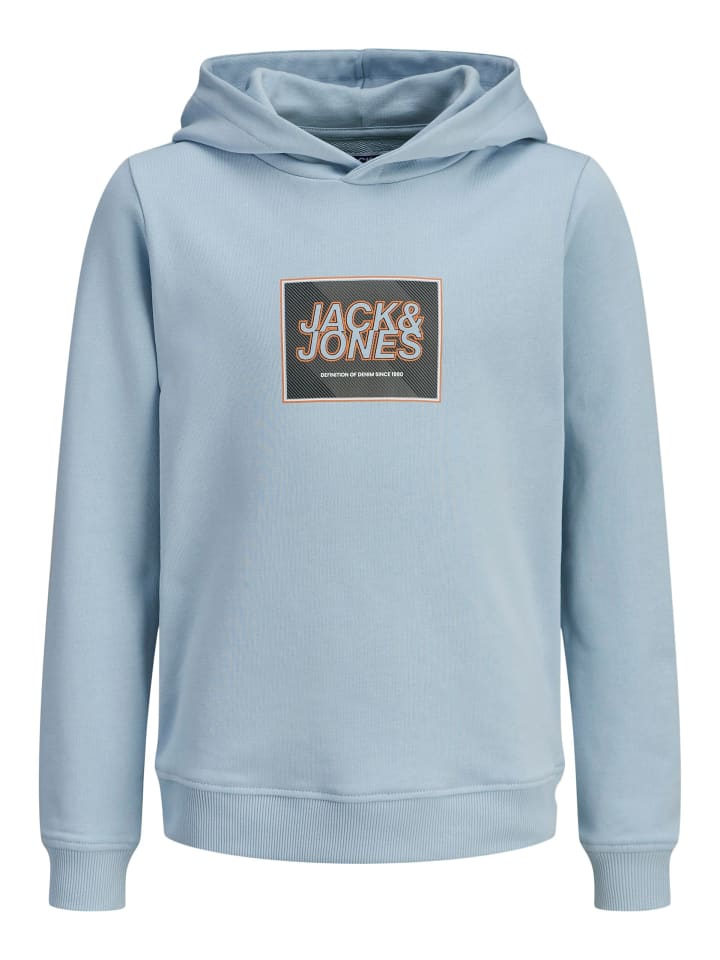 JACK & JONES Junior Толстовка с капюшоном JJRAIN SWEAT HOOD JNR небесно-голубого цвета — фото 2