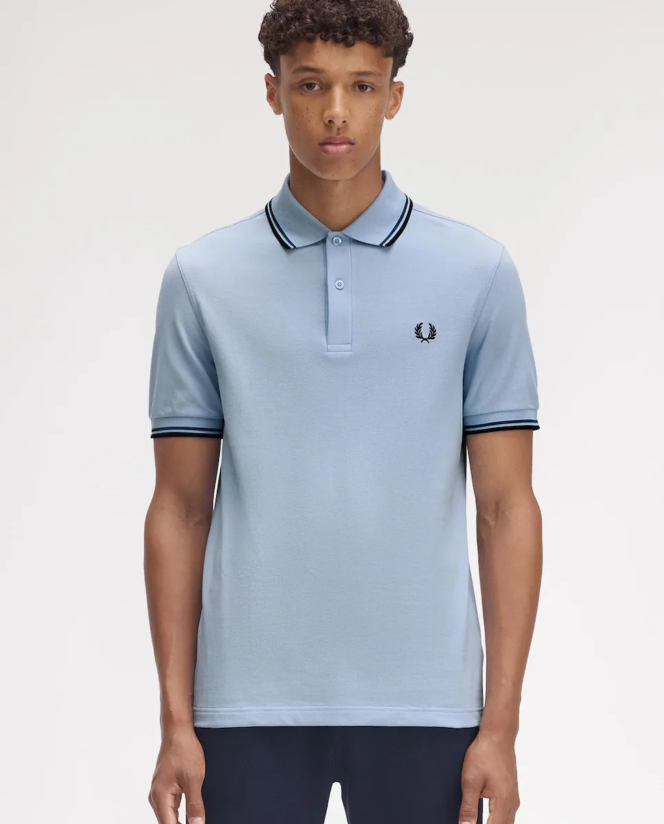 

Мужская поло с коротким рукавом и контрастной отделкой Fred Perry, светло-голубой