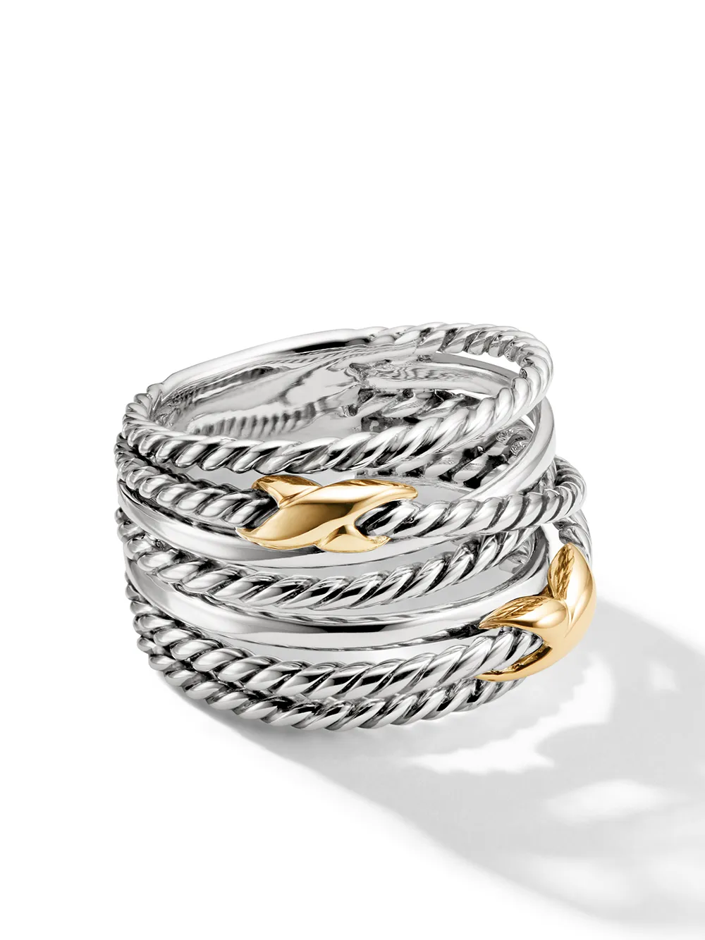 

Кольцо Double X Crossover из желтого золота и серебра (13 мм) David Yurman, серебяный