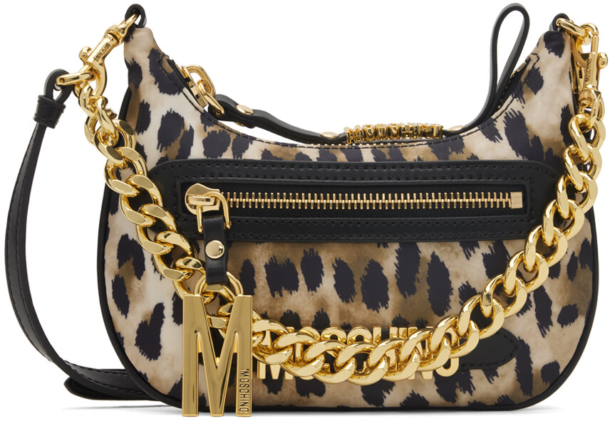 

Сумка из нейлона бежевого и черного цвета с множеством карманов Moschino