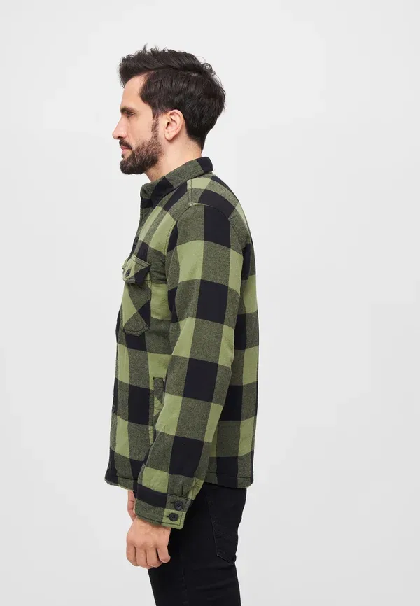 Куртка лёгкая Brandit Lumberjacket, чёрный/оливковый — фото 4