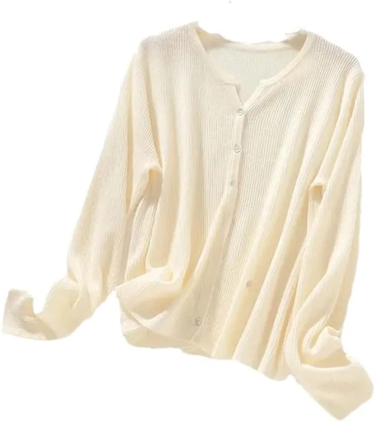 

Женский кардиган с длинным рукавом и V-образным вырезом