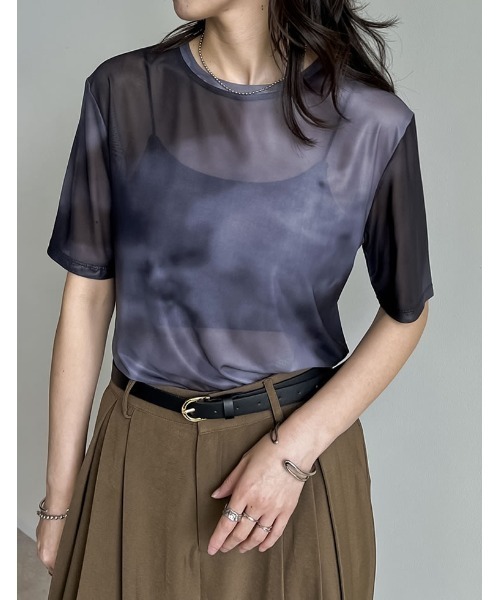 

Футболка из сетчатой ткани с эффектом тай-дай Re:EDIT, серый