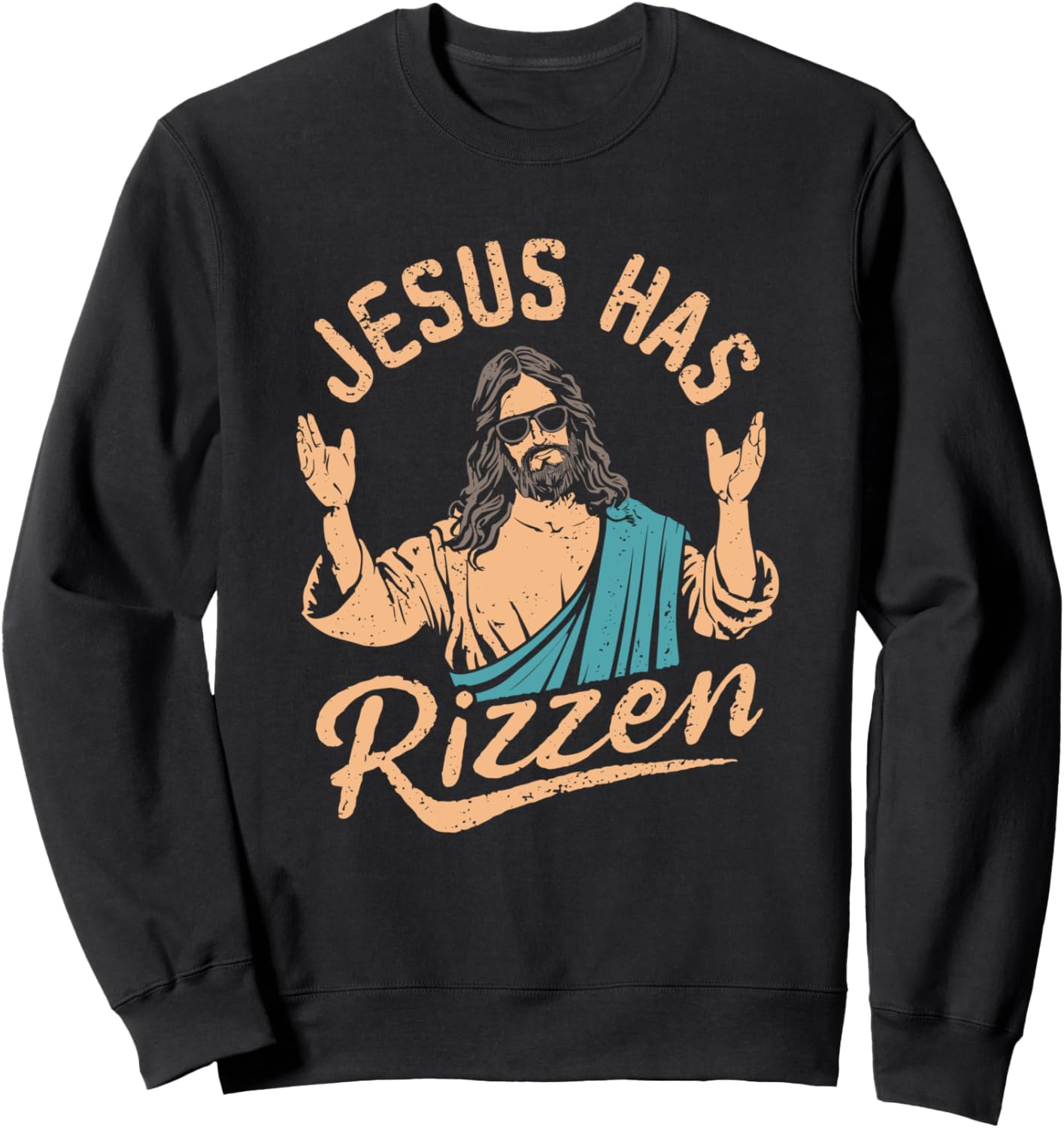 

Забавная винтажная толстовка с мемом «Иисус Риззен» для христиан Funny Jesus Christ Designs Believers Easter Church, черный
