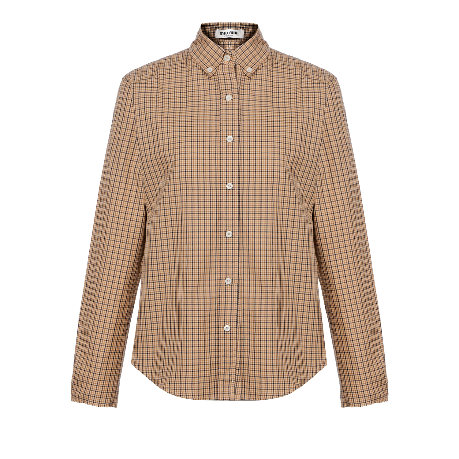 

Футболка с вышитым логотипом и клетчатым принтом MIU MIU, серые веревки