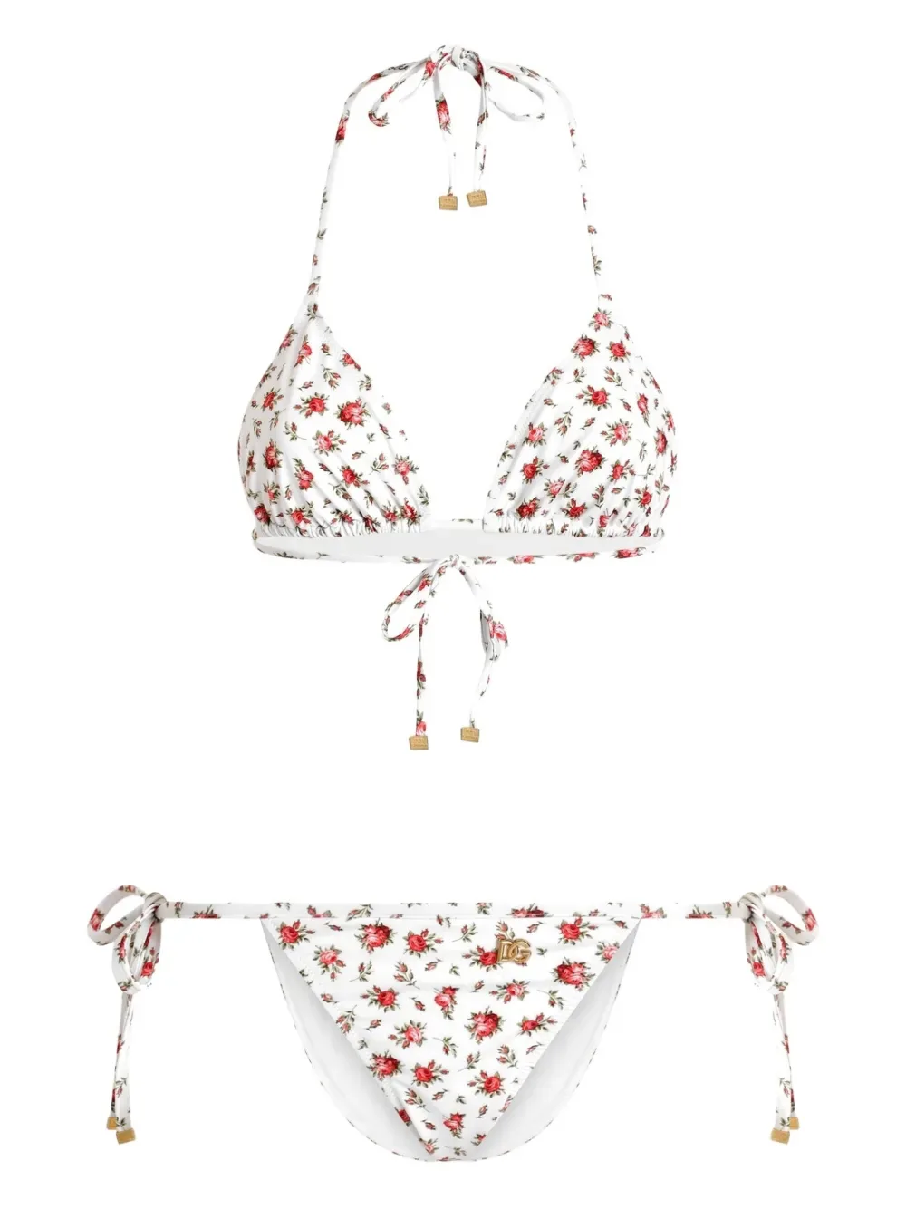 Бикини с цветочным принтом и завязками DOLCE & GABBANA, белый