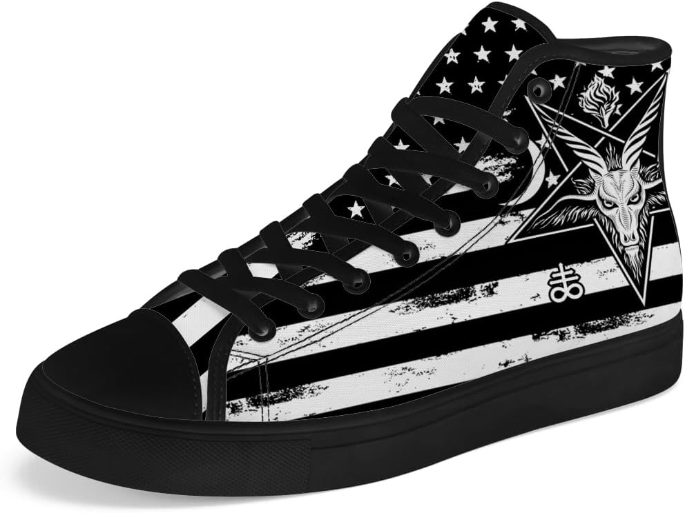 

Мужские и женские сатанинские кеды на высокой подошве из канвы, высокие кроссовки на шнуровке, повседневная обувь Chebing, белый/черный