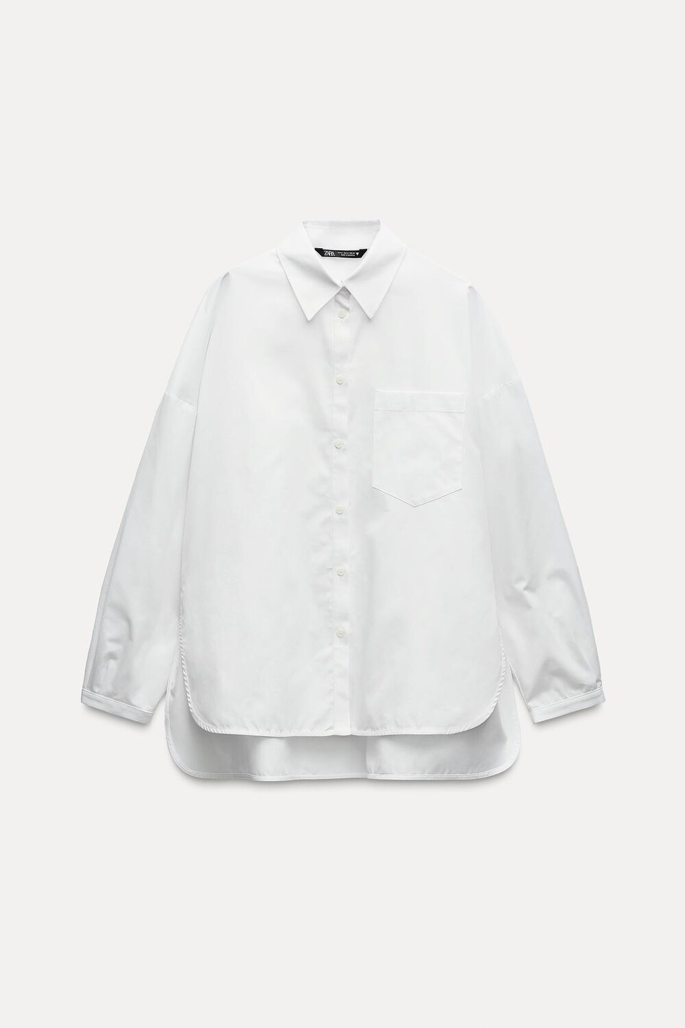 

Рубашка оверсайз с шлифами ZARA, белый