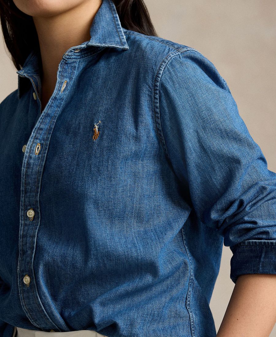 Женская джинсовая рубашка приталенного кроя Polo Ralph Lauren, Merced Wash — фото 3
