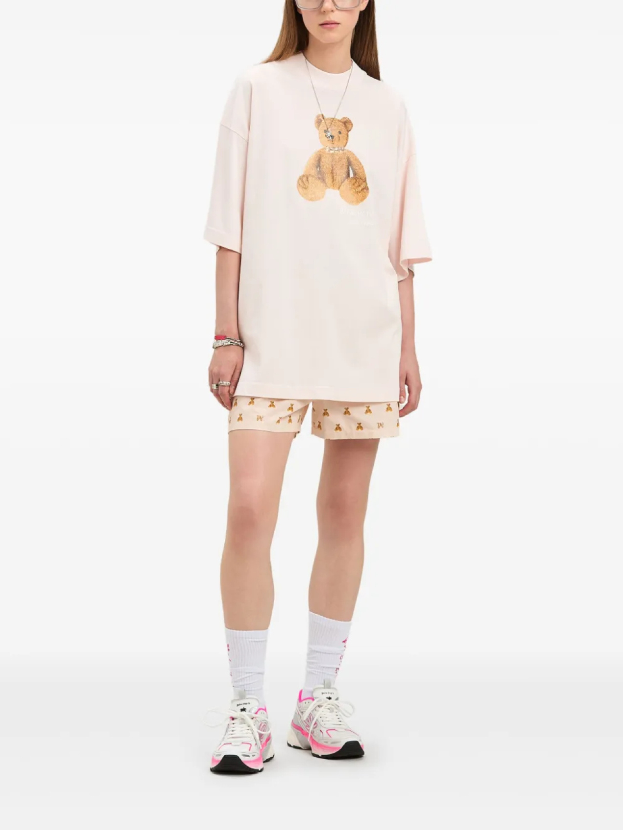 Palm Angels шорты Mini Bear Monogram, розовый — фото 2