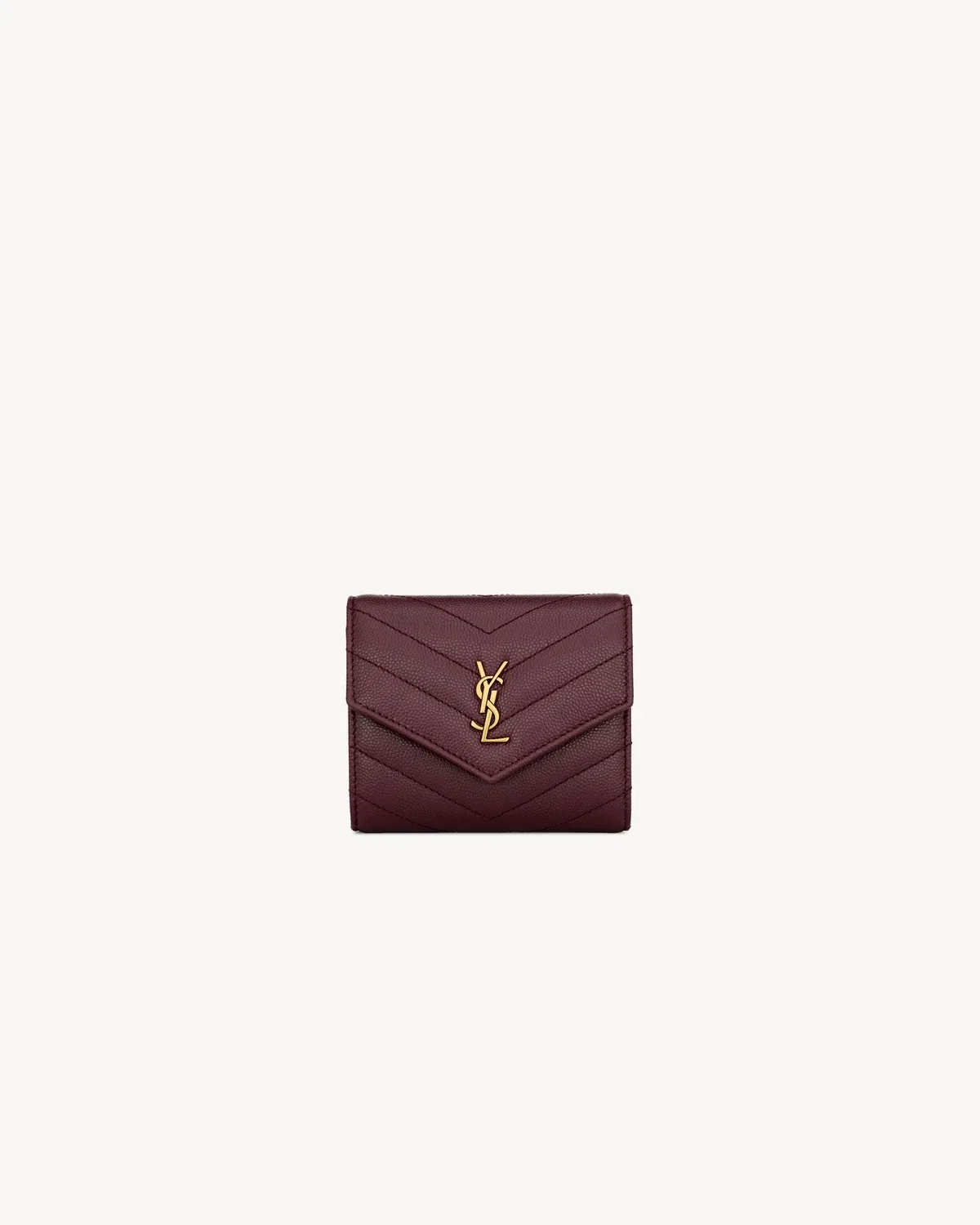 Мультисекционный кошелек CASSANDRE из кожи Grain de Poudre SAINT LAURENT, бордовый