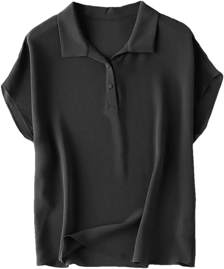 

Женская блузка-поло с короткими рукавами из шелка ERFMFKL