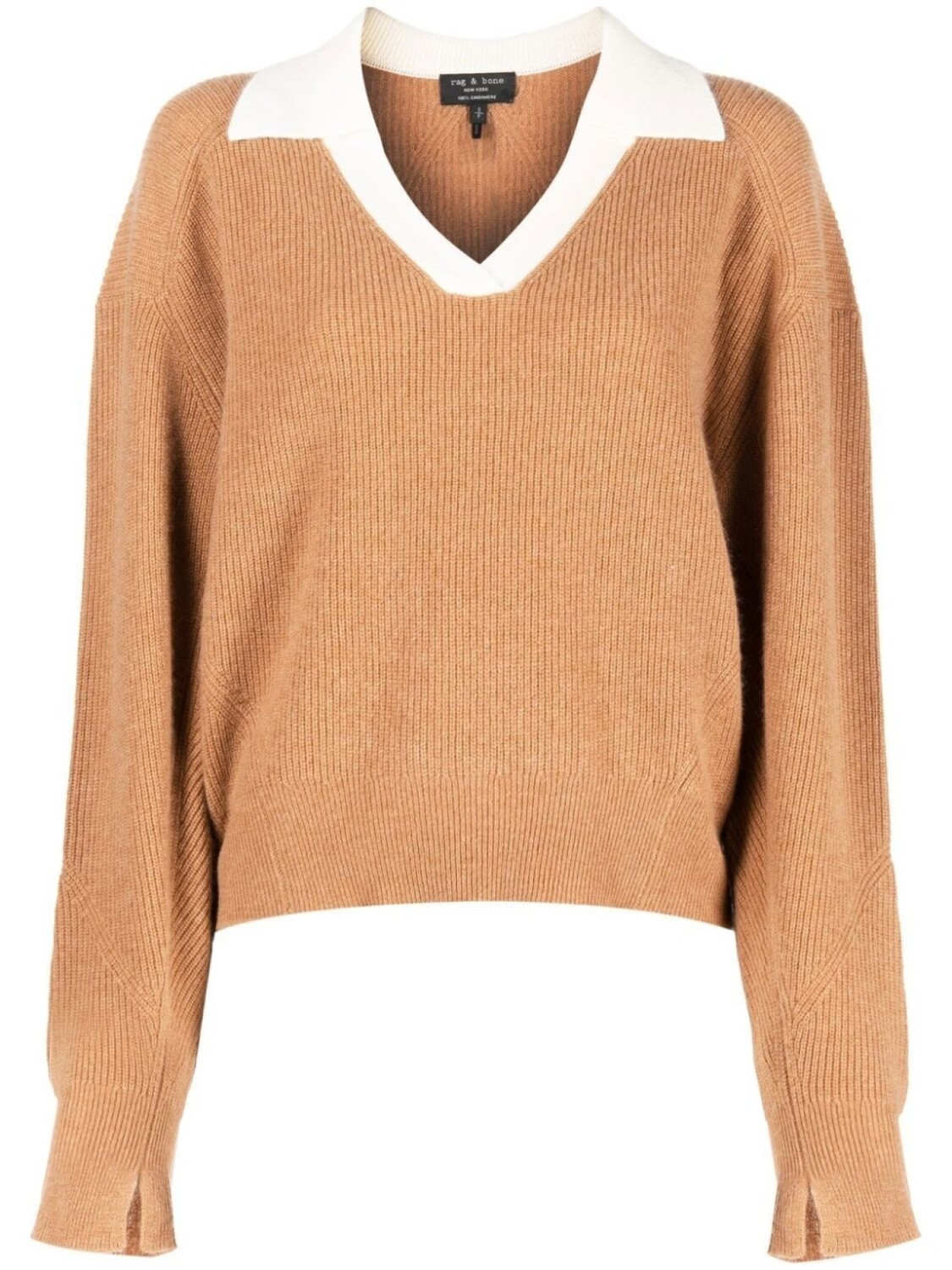 

rag & bone кашемировый джемпер с воротником, коричневый