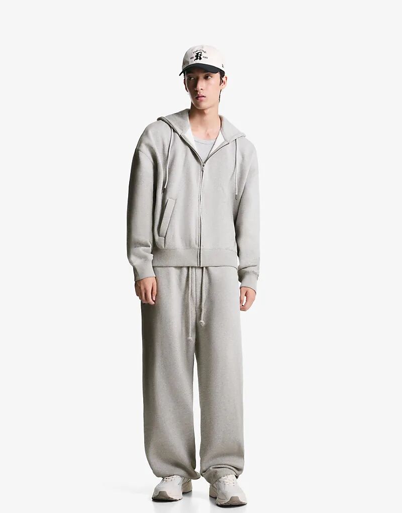 

Брюки Bershka Balloon Fit светло-серого цвета