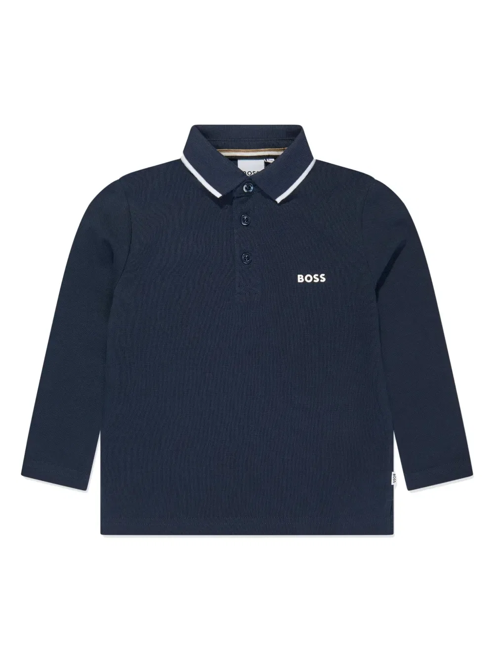 Хлопковая рубашка-поло с логотипом Boss Kidswear, синий